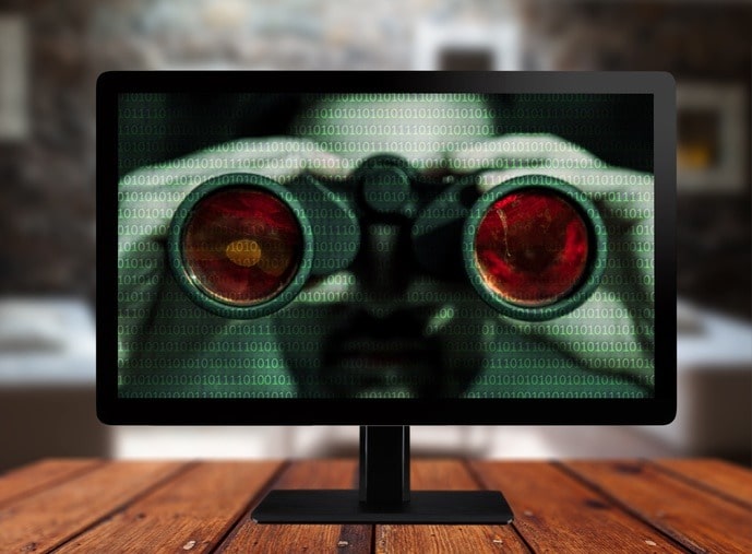 Fix Id Theft Damages Credit Repair Lawyers of America ID Theft Binoculars on Monitor Looking Back on User